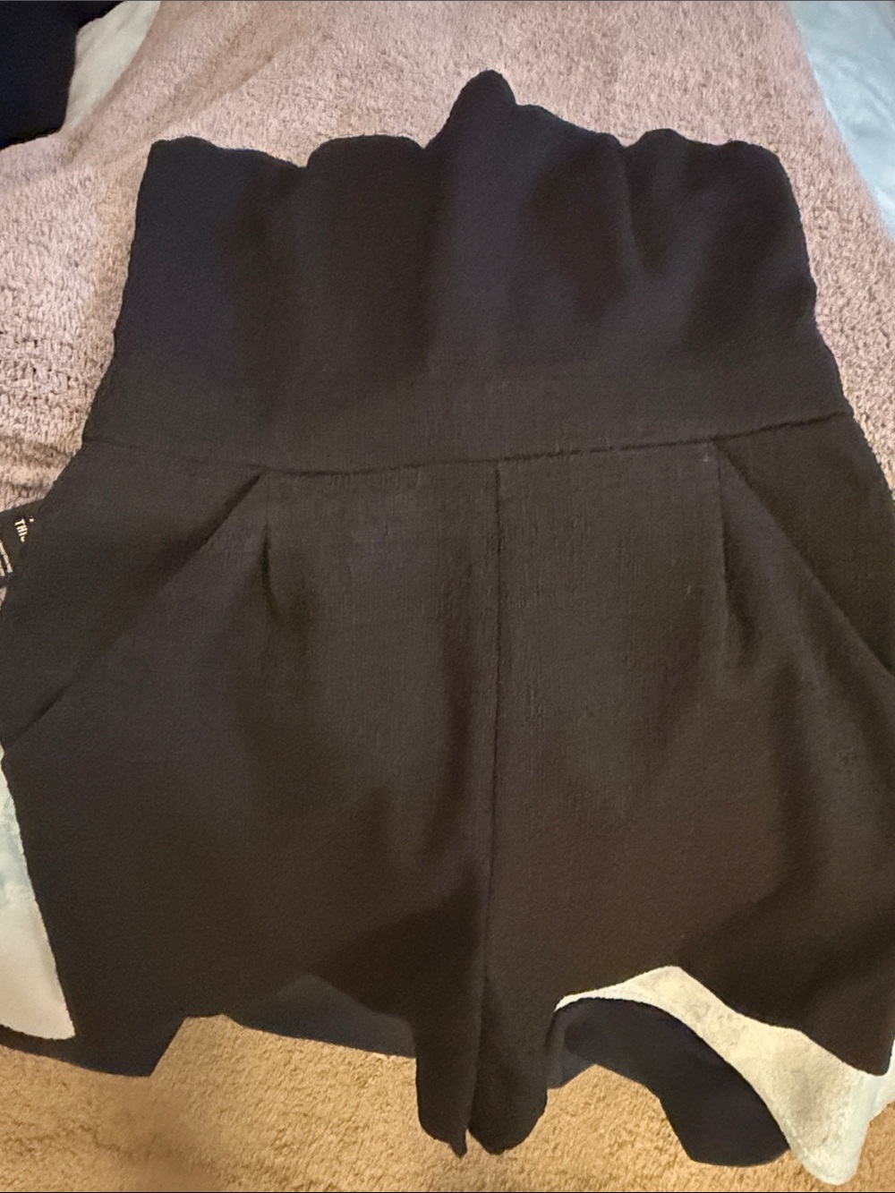 Express Black High-Waist Scallop-Top Women's Shorts